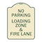 Signmission Designer Series-No Parking Loading Zone & Fire Lane Tan & Green Alum, 24" x 18", TG-1824-9960 A-DES-TG-1824-9960 - alternate 1
